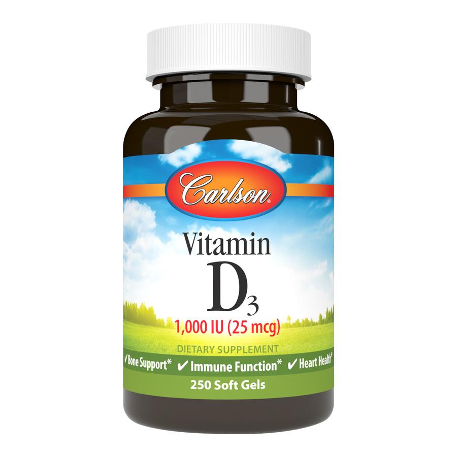 Vitamin D3 1,000 IU/ 25 mcg - Carlson Nutritional Supplements - Win in Health
