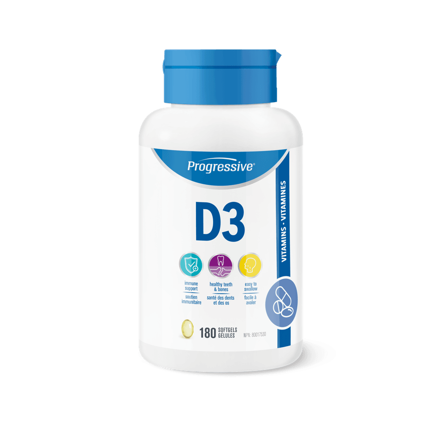 Vitamine D3 1000 UI -Progressive Nutritional -Gagné en Santé
