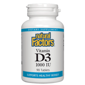 Vitamine D3 1000 IU - Comprimés -Natural Factors -Gagné en Santé