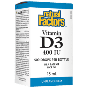 Vitamine D3 400 UI - Liquide -Natural Factors -Gagné en Santé