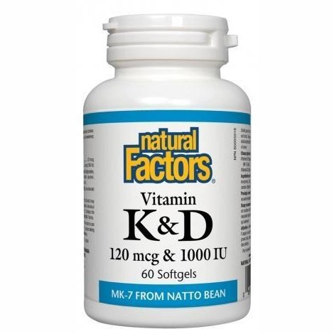 Natural factors Vitamin k + d , 120 mcg & 1,000 iu