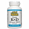 Vitamines K & D (120 mcg & 1 000 UI) -Natural Factors -Gagné en Santé